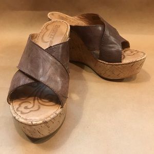 Born hand crafted brown leather wedges